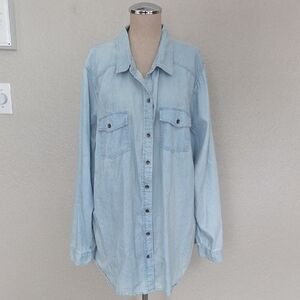 Torrid Chambray Button Down Blouse Size 3